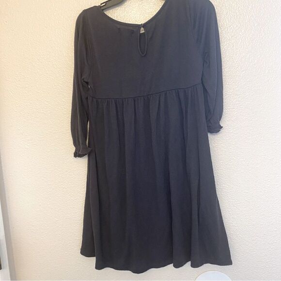 Old Navy 3/4 long Sleeve Jersey oversized stretchy crocheted dark gray dress M8 - Picture 6 of 8